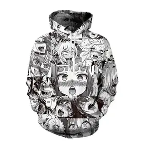 Anime cool gray sweatshirt Manga Cartoon 3D digital printing adult hooded Fabric Long Sleeve Menswear Pullover Polyester Round Neck Wetsuit Tops Loose