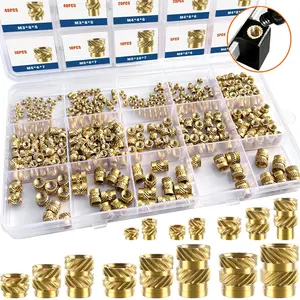 400 count Threaded Inserts, M2 M2.5 M3 M4 M5 M6 Female Thread Metric Knurled Nuts Assortment Kit, Brass Heat Set Insert for Plastic and 3D Printing Components