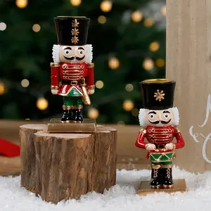 Christmas Decoration Nutcracker Resin Candle Holder, Festive Home Decor Gift, Desktop Ornament for Holiday Season, Tabletop Ornament, Seasonal Decoration
