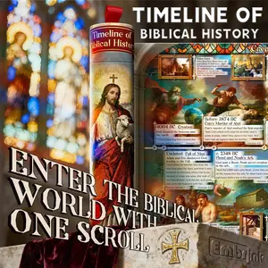 Embrink Biblical History Timeline Scroll 6.5ft 2 Meter Long Bible Timeline Print Covering Creation to Christ, Visual Scripture History with Key Events and Passages, Faith-Based Educational Wall Chart for Home, Church, Bible Study Rooms and Christian Gifts