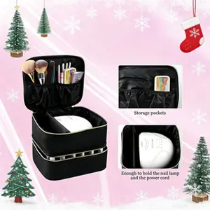 Double Layer 30 Compartment Nail Polish Organizer Bag, Makeup Storage Bag, Travel Essential for Girls, Large Capacity Anti-Dust Portable Storage