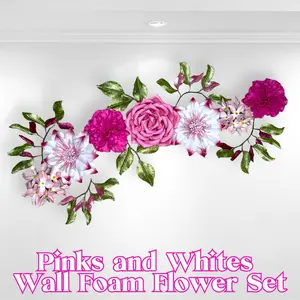 Pinks and Whites Wall Foam Flower Set, Nursery room decor