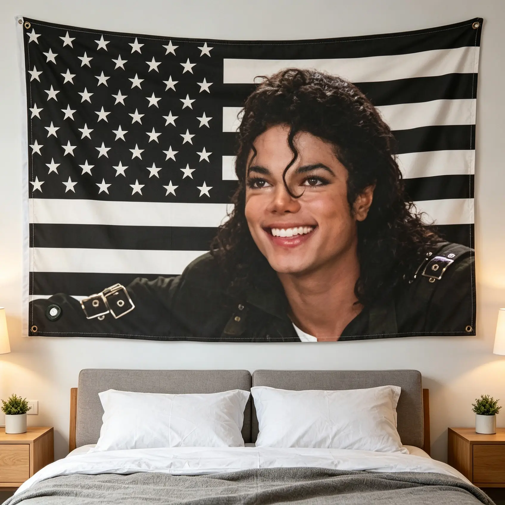 Michael Jackson Flag, Pink USA Flag Tapestry, King of Pop Wall Decor, Music Legend Poster, Vintage Singer Room Decor