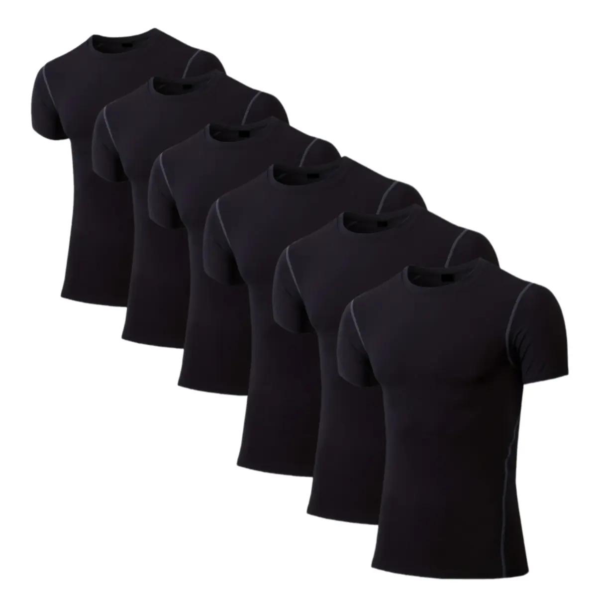 Boys' 6 Pack Compression Shirts, Youth Short Sleeve 4-Way Stretch Sports Tops, Moisture-Wicking Base Layer for Football & Basketball