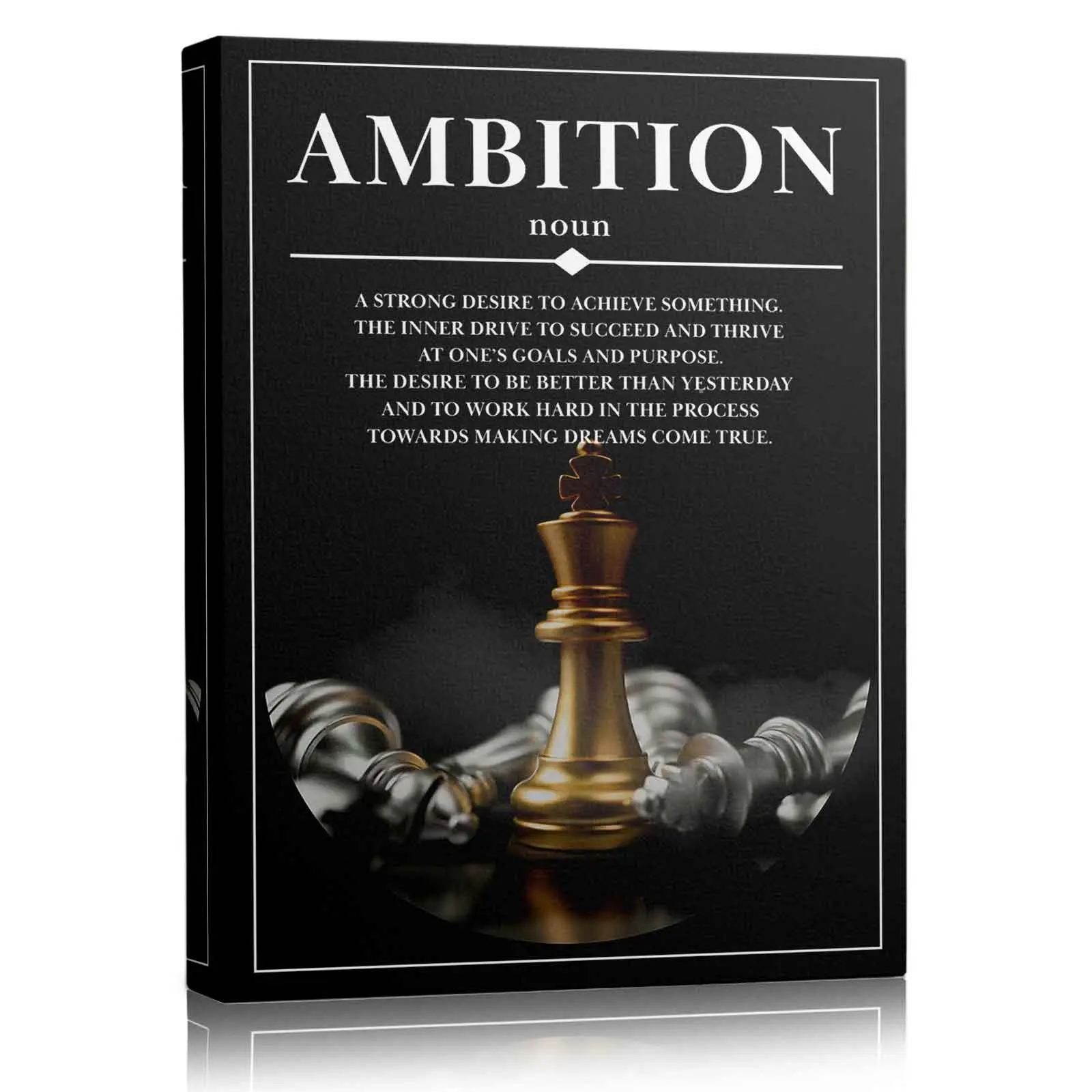 Ambition Chess Print Poster - 1-Piece Motivational Wood Frame-Compatible Art, Bedroom Wall Decoration, Home Decor Accent for Entrepreneurs