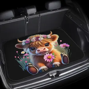 Highland Cow Print Trunk Mat, Easy Clean Waterproof, Essential for Off-Road Self-Drive, Suv Cargo Van Storage Pad, Car Mats