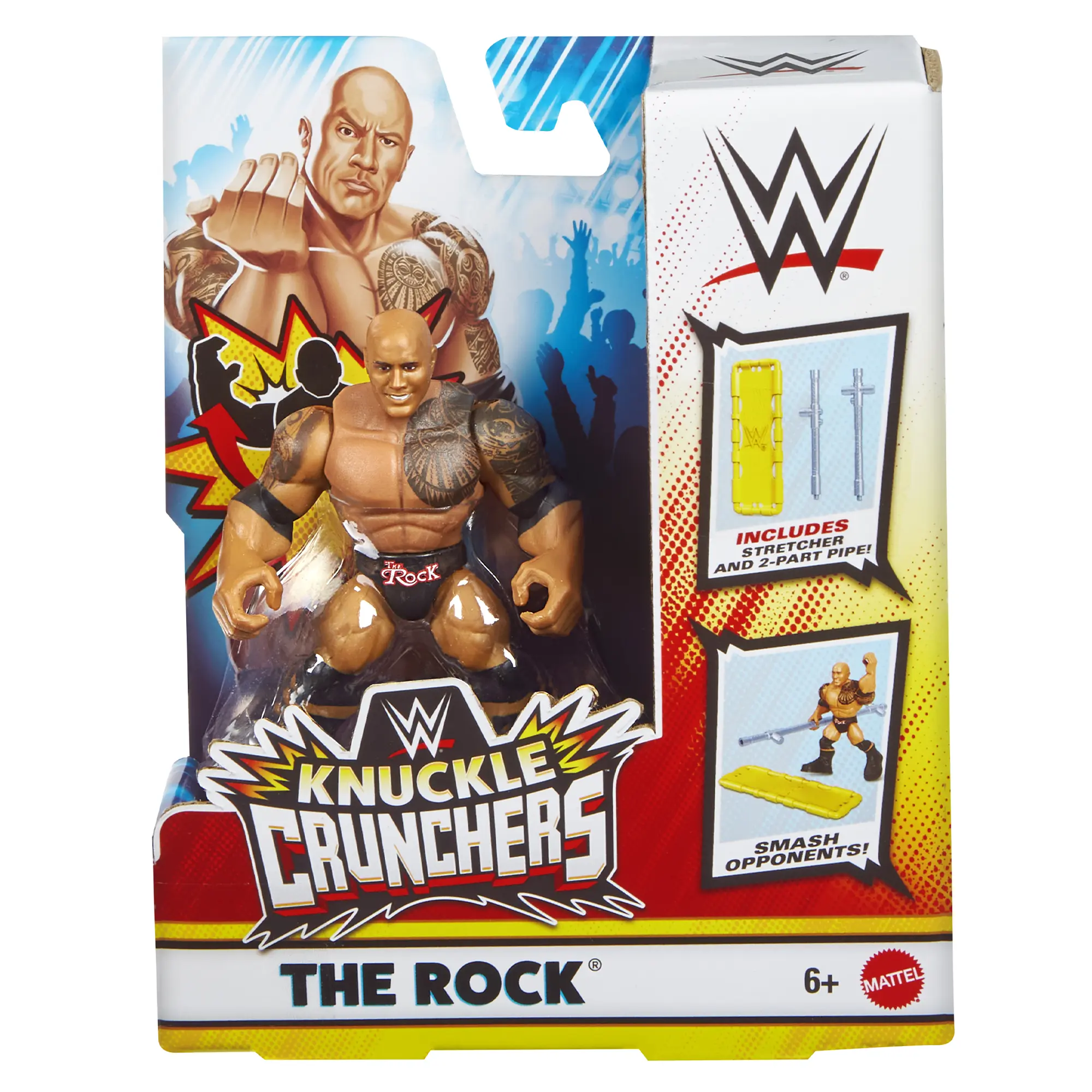 The Rock (with Stretcher) - WWE Knuckle Crunchers 8 Mattel WWE Toy Wrestling Action Figure
