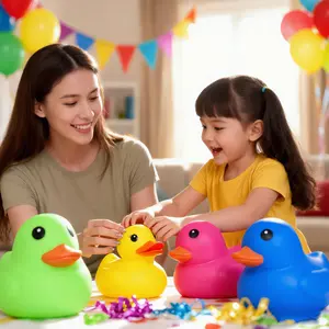 15cm Large Stretchy Rubber Duck Squeeze Toys, TPR Squishy Stress Relief Duck Fidget Toys for Kids and Adults, Colorful Decompression Sensory Toys for Anxiety Relief Interactive Parent-Child Party#ECQ