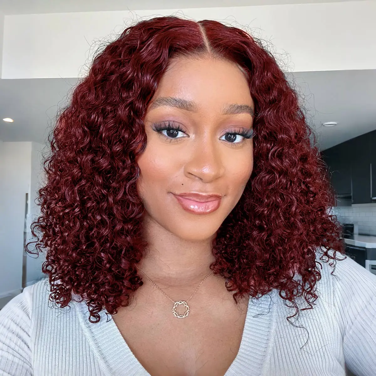 OQ HAIR 99J Burgundy Water Wave BOB Lace Front Wigs Human Hair Pre Plucked 13x4 Lace Frontal Short Curly BOB Wigs Wine Red Colored