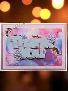 Thank you card with marble background and flower accents