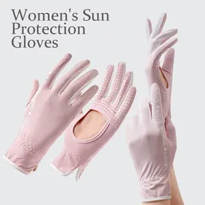 Women's Full Finger Gloves Summer Sun Protection Upf50+, Breathable Hollow Palm Design, Anti-Slip for Outdoor Activities