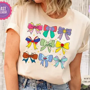 Coquette Bows Watercolor Cartoon Princess Shirt, Princess Bow Shirt, Princess Coquette Sweatshirt, Cartoon Girl Trip Shirt, Gift For Her S4