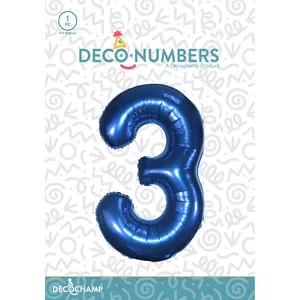 Number 3 Navy Blue Foil Balloon 34" (Single Pack) DECONUMBER
