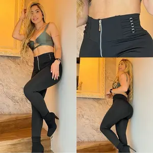 Leggings Colombianas Irlanda/ small straps with round metal design on the sides Bottoms Casual Day Fabric Breathable High Waist Fit Metallic