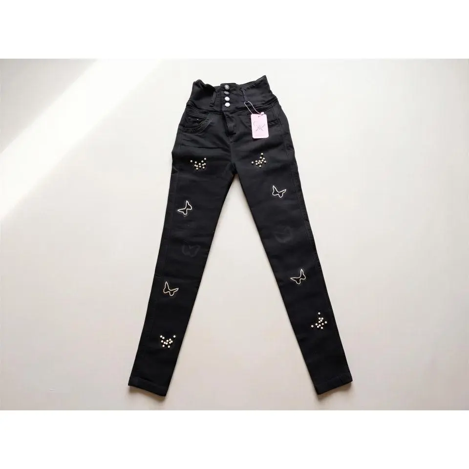 Mariposa Jeans - Colombian Style with Butterfly Embellishments and Button Closure Womenswear Casual Streetwear Denim