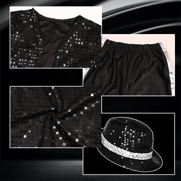 Boys' 80s-90s Pop Dance Costume Full Set - Polyester Sequins Criss Cross Striped T-Shirt & Pants, Sunglasses Included, Costumes with Accessories for Halloween, Cosplay Gear, 4-5/13-14Y Halloween Aesthetic Outfit Boys' 80s-90s Pop Dance Costume Full Set - Polyester Sequins Criss Cross Striped T-Shirt & Pants, Sunglasses Included, Costumes with Accessories for Halloween, Cosplay Gear, 4-5/13-14Y Halloween Aesthetic Outfit
