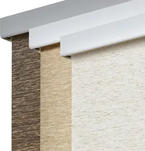 Persilux Free-Stop Cordless Roller Shades Light Filtering Roller Blinds for Windows (Brown 23" W x 72" H) Natural Woven Fabric Thermal Insulation