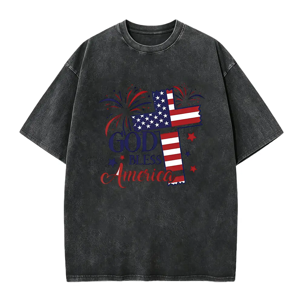 God Bless America Shirt, Patriotic Christian Tee, American Flag Cross Shirt, 4th of July Christian Shirt, Faith Based USA Graphic Tee