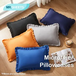 NTBAY 2pcs Ruffle Microfiber Pillowcases, Ultra Soft Breathable Ruffled Pillow Covers, Elegant Decorative Bedding Essentials with Envelope Closure