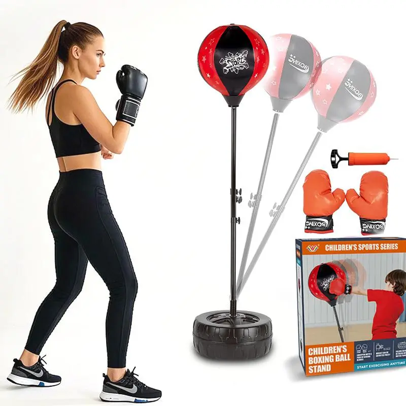 Adjustable Stand Punching Bag with Boxing Gloves - Fun and Safe Toy for Boys and Girls Ages 3+ - Ideal for Karate and Martial Arts Training
