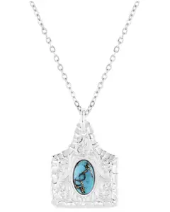 Montana Silversmiths Women's Chiseled Cow Tag Turquoise Necklace - Nc5398