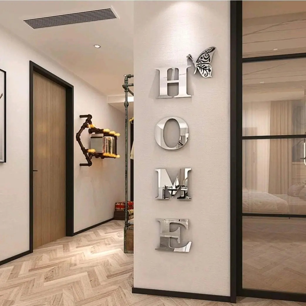 Home Wall Decor Letter Signs Acrylic Mirror Wall Stickers Wall Decorations for Living Room Bedroom Home Decor Wall Decals