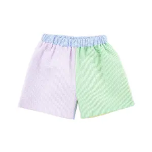 Multi Stripe Seersucker Shorts - Boys Pastel Bottoms for Spring & Summer