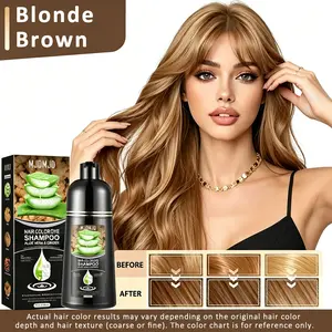 Dark Brown Aloe & Ginger 3-in-1 Hair Dye Shampoo – Unisex, Natural Plant-Based Formula, Gentle Gray Hair Coverage, Nourishing & Repairing, Natural Shine, Achieve Salon-Quality Hair Color Easily at Home