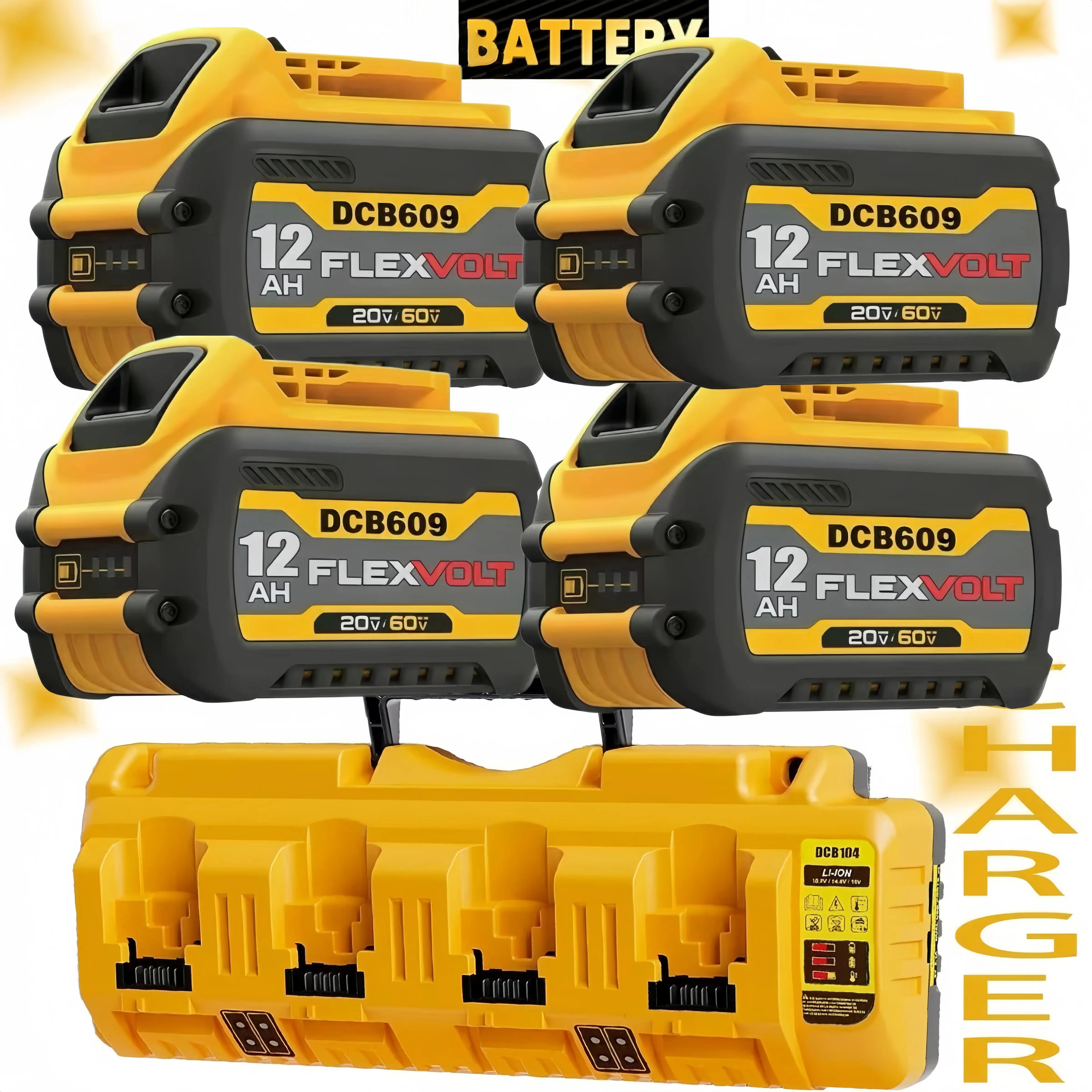 For Dewalt DCB609 20V/60V MAX FLEXVOLT 12.0Ah Lithium ion Battery / Quad charger For Dewalt DCB609 20V/60V MAX FLEXVOLT 12.0Ah Lithium ion Battery / Quad charger