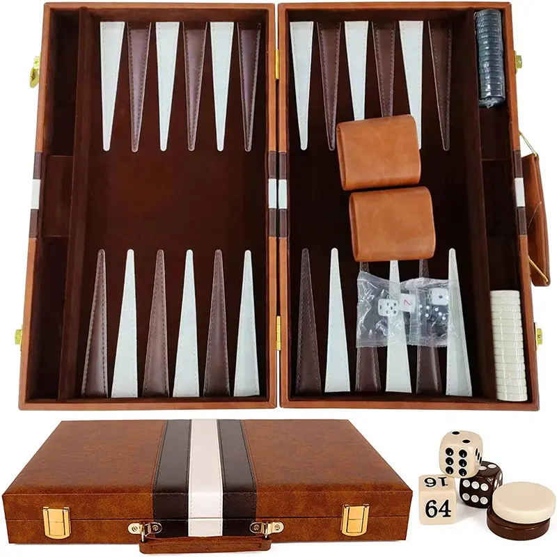 Compact Fold Classic Backgammon Set - Family Board Game with Premium Holster, Strategy & Tips Guide, Ideal Birthday Gift