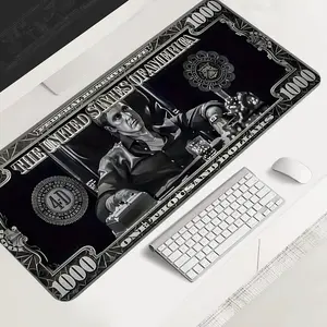 Black And White Money Large-Sized Gaming Mouse Pad, Desktop Protection Pad, Desktop Accessory, Anti-Slip Rubber Lock Edge High-Definition Printing, Suitable For Computers, Laptops, Offices, Homes, Schools, As A Gift For Family And Friends