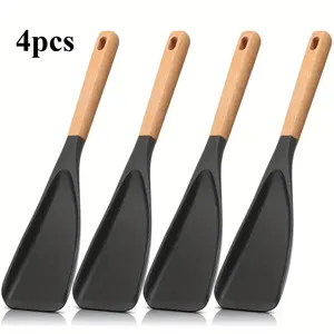 Set of 4 heat-resistant nonstick spatulas — withstands up to 446°F/230°C; Mother’s Day gift; nonstick surface; wide mouth design suitable for flipping pancakes, eggs, fish, BBQ, salads, stir-fries — compatible with pans and grills — easy-to-clean kitchen