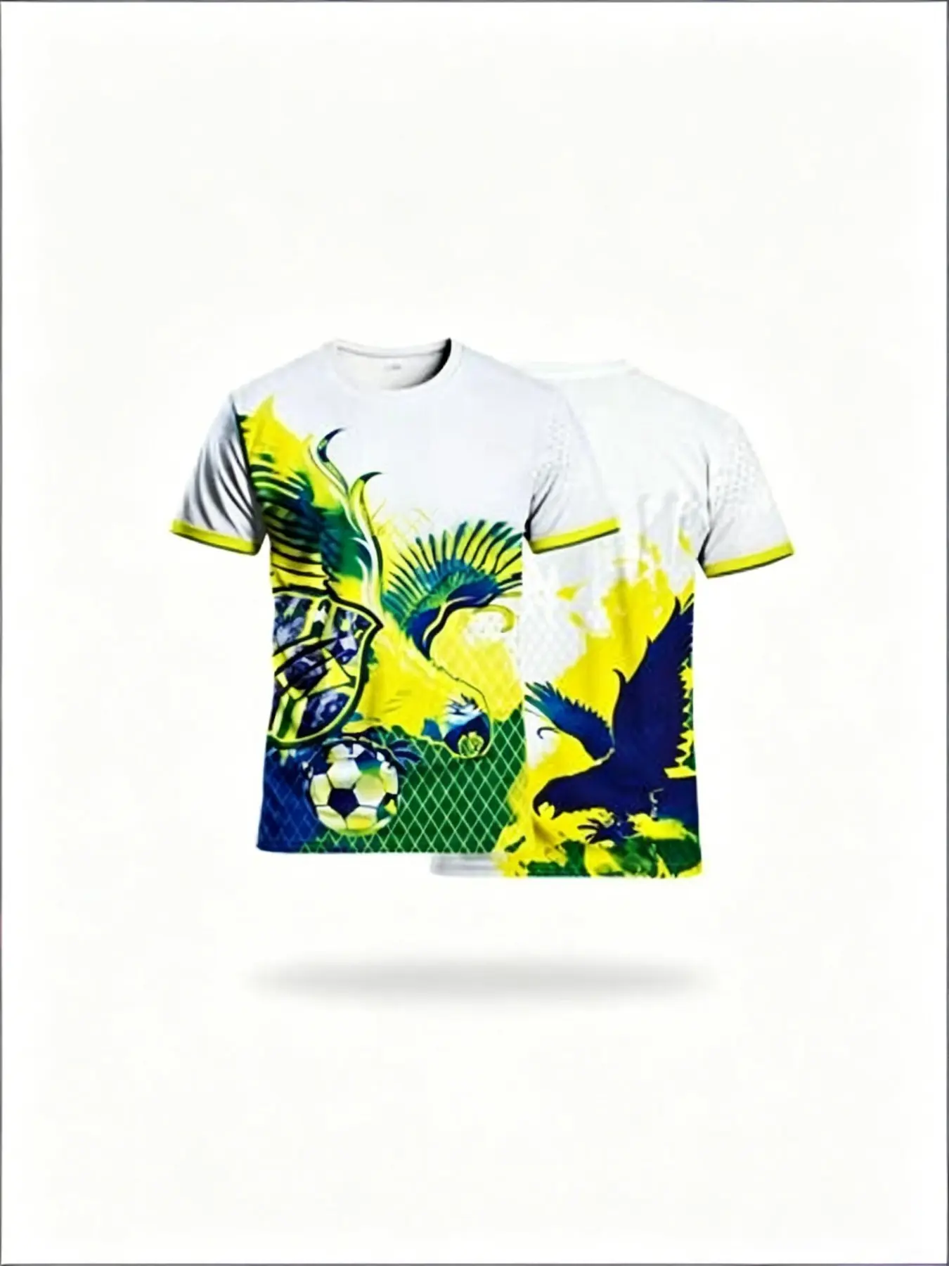 Men's Football Print Short Sleeve T-Shirt, Brazil Special Edition Soccer Jersey, Comfortable Sportswear for Daily Wear and Gifts