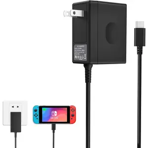 Charger for Nintendo Switch,AC Adapter for Nintendo Switch - Fast Travel Wall Charger with 5FT USB C Cable 15V/2.6A Power Supply for Nintendo Switch Supports TV Mode and Dock Station (Black)
