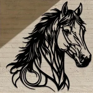 Horse Head Design Wall Art, Metal Wall Hanging Decor, Wall Hanging Ornament, Home Decor for Living Room Bedroom, Room Decor, Home Decor, Artwork, Poster