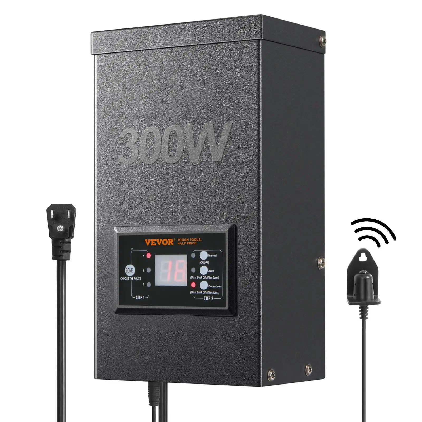 【Summerfinds】VEVOR 300W Low Voltage Landscape Transformer with Timer and Photocell Sensor,  , Waterproof Landscape Lighting Transformer, 120V AC to 12V/14V AC for Outdoor, Spotlight, Pathway Light, Pool light, ETL