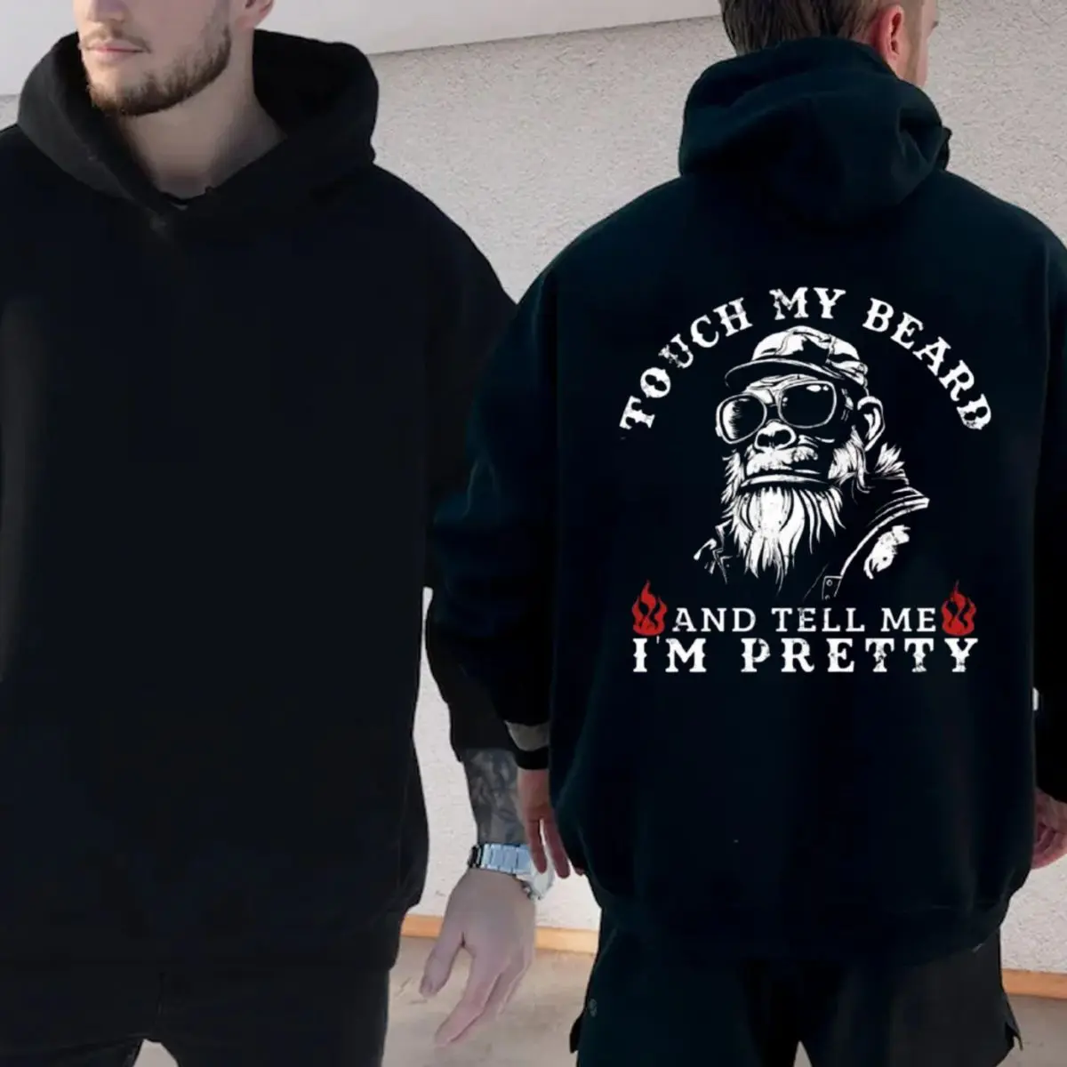 Touch My Beard And Tell Me I'm Pretty Shirt Hoodie, Monkey Funny Design Fashionable Casual T Shirt, Unisex Sweater Pullover Tee