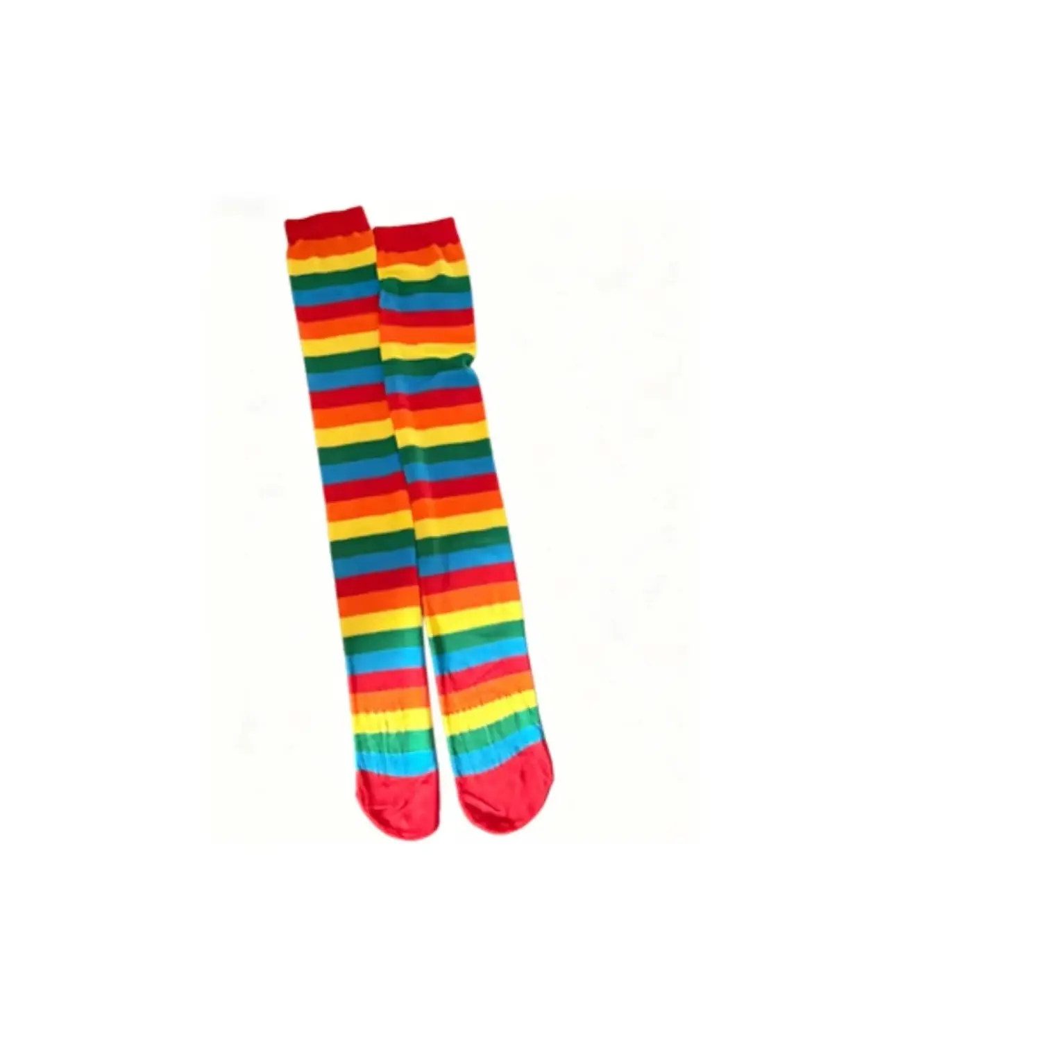 PESENAR Vintage Rainbow Striped Thigh High Socks, Polyester Socks, Pride Parade Themed Accessory Stage Performance Cosplay Over The Knee Socks