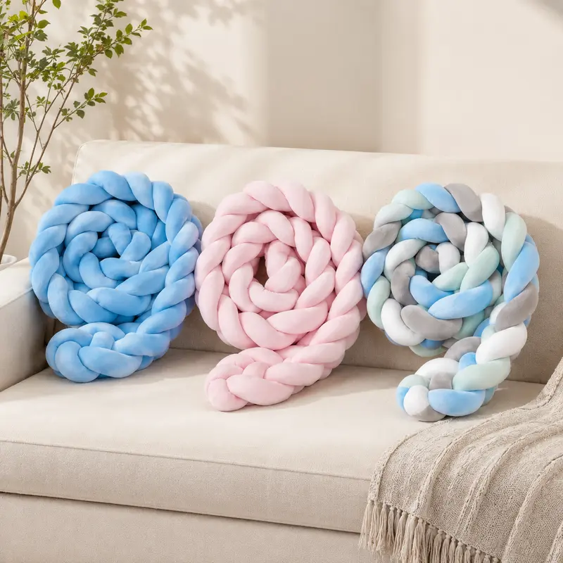 Chunky Braided Knot Pillow - Ultra-Soft Plush Woven Cushion for Sofa, Bed, Cozy Modern Home Decor Accent