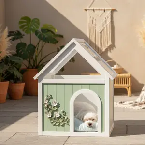 Aobtkel®SAGE FSC-Certified Cedar Indoor Cat House with Clear Acrylic Roof – Wooden Pet House for Small Cats & Dogs    RR#Summervibes