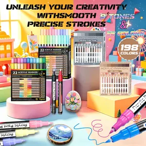 Acrylic Paint Pens 22 Colors, & Skin Tones, 0.7mm Extra Fine Tip, Non-Toxic, Water-Based, Quick-Drying for Art Projects