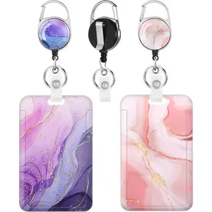 2 Pack Badge Holder Retractable Clip Heavy Duty Reels with Vertical Sliding ID Badge Holder Hard Plastic for Women Nurse Teacher Student (Colorful)