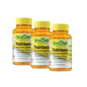 Bundle - Greenfield Nutritions - Halal Multivitamin with Minerals for Women and Men Adult (Gelatin Free) - 60 Tablets