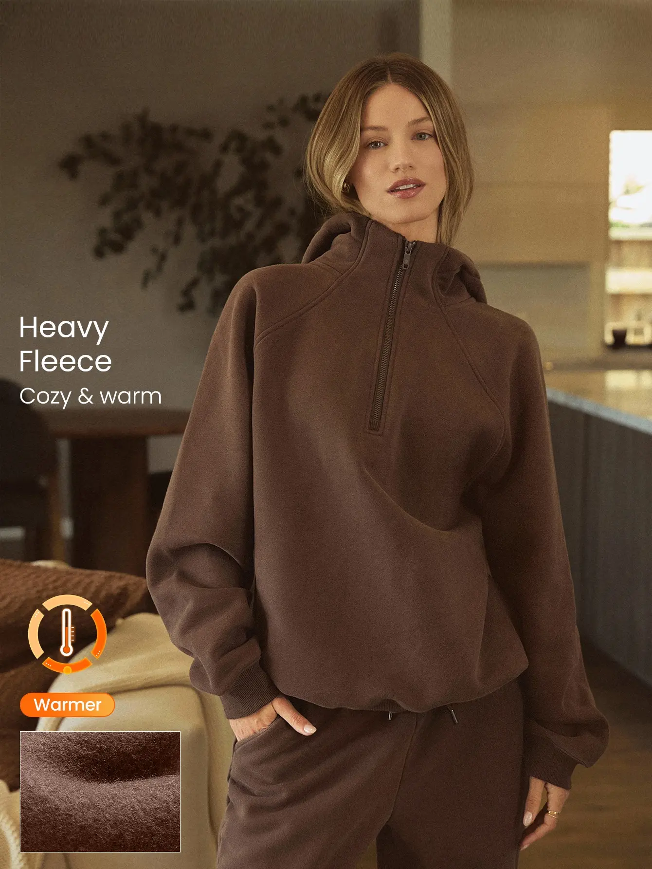 GLOWMODE Heavyweight Fleece Half-zip Oversized Hoodie Jacket Thick Thermal Warm Winter GLOWMODE Heavyweight Fleece Half-zip Oversized Hoodie Jacket Thick Thermal Warm Winter