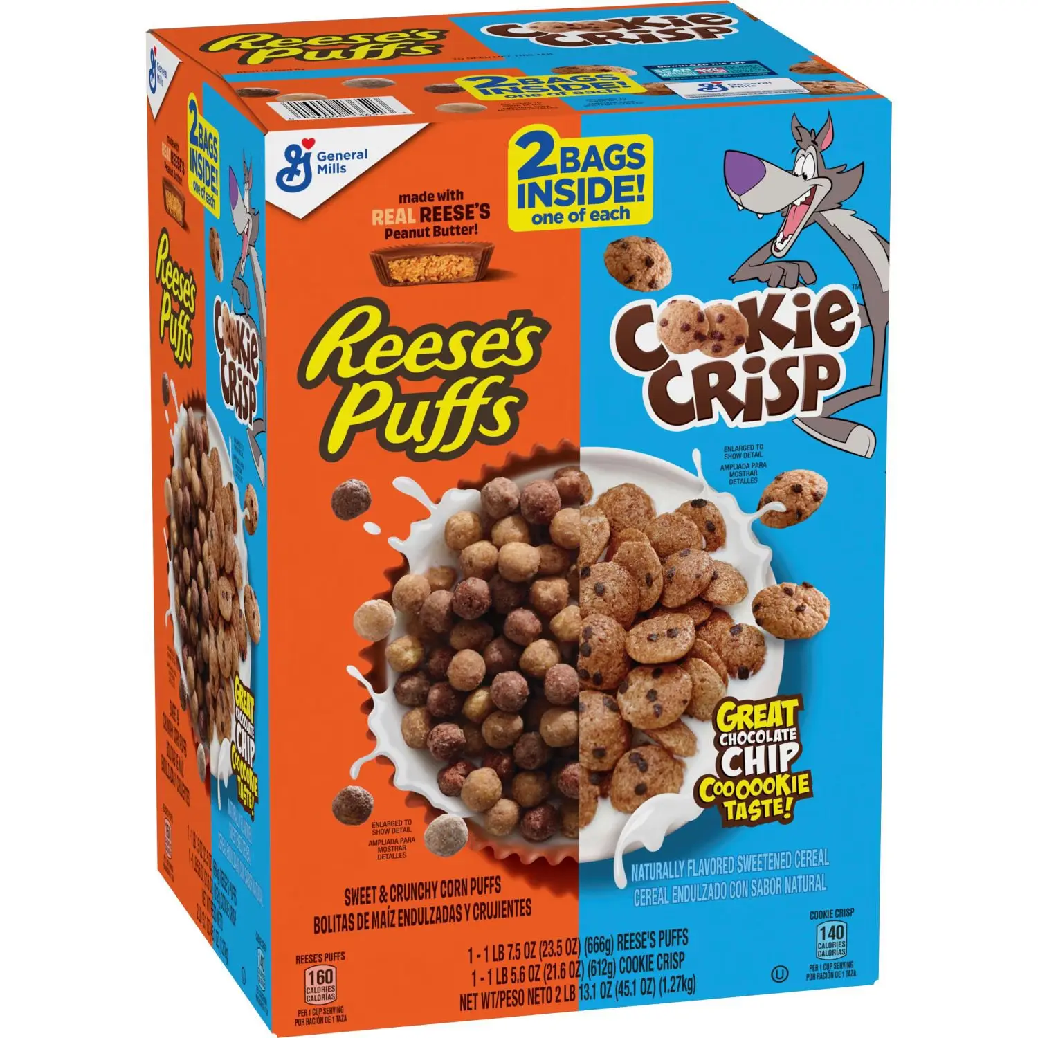 Reese's Puffs and Cookie Crisp Cereal, 45.1 oz.
