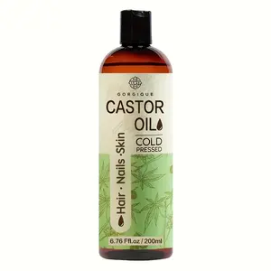 200ml/6.76fl.oz - Castor Oil for Hair, Eyelashes and Eyebrows, Natural Cold Pressed Unrefined, for Body Massage - Essential Oil for Hair, Skin and Nail Care, Suitable for All Skin Types, Suitable for Men and Women.