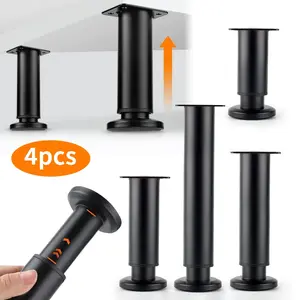 4pcs adjustable height furniture support legs, black telescopic table legs, used for tables, bed frames, TV cabinets, sofas
