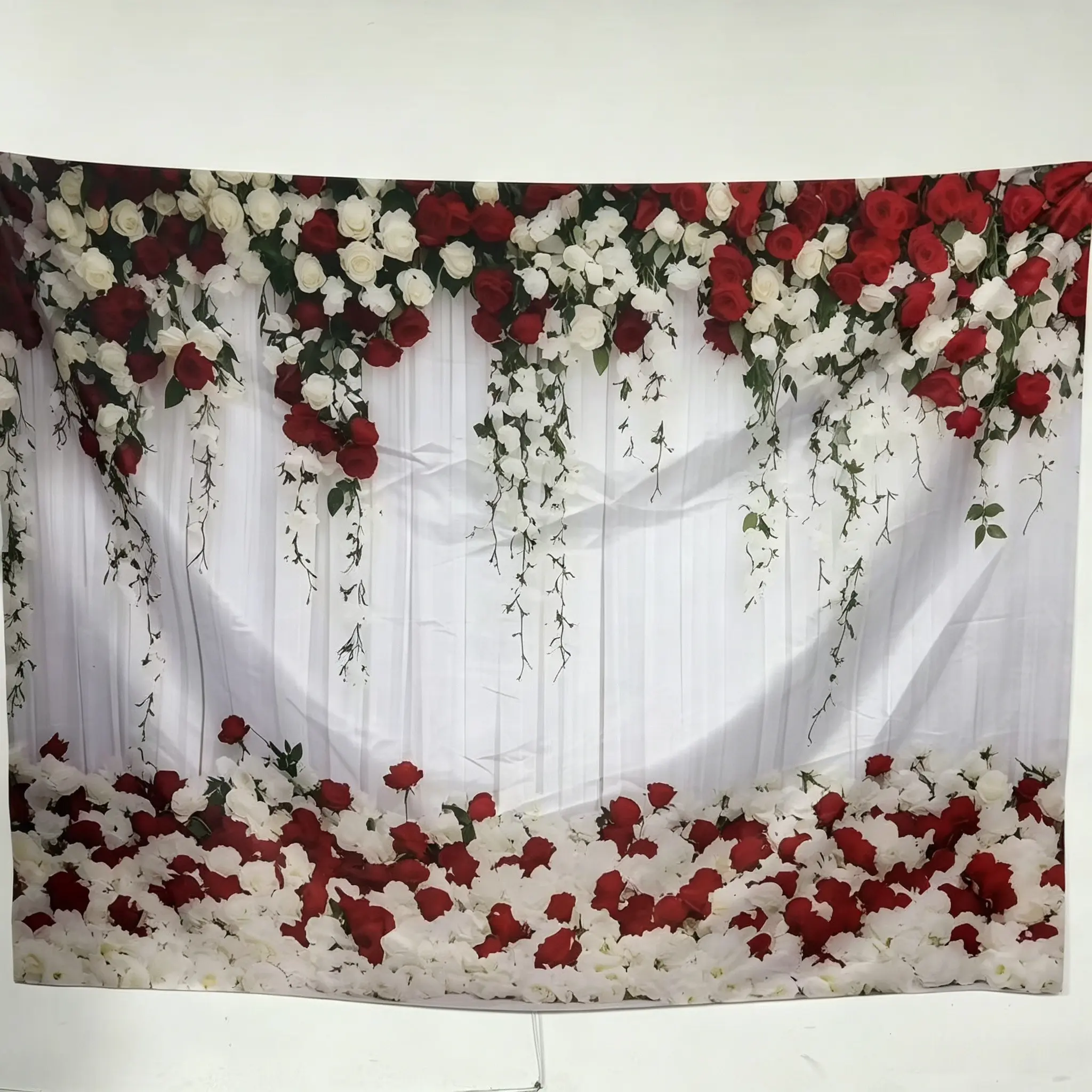 Rose Pattern Backdrop, 1 Count Romantic Wedding Party Background Decoration Backdrop, Wall Decoration for Home Party Wedding Anniversary, Wedding Arched Backdrop, Banners, Party Decoration Supplies
