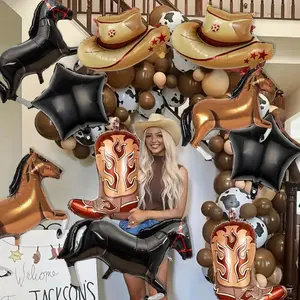 Cowboy Themed Balloon Set, 11pcs/set Cowboy Hat & Boots & Cowboy Hat Shaped Balloon, Farm Themed Balloon for Birthday Party Decoration, Balloon Party Supplies