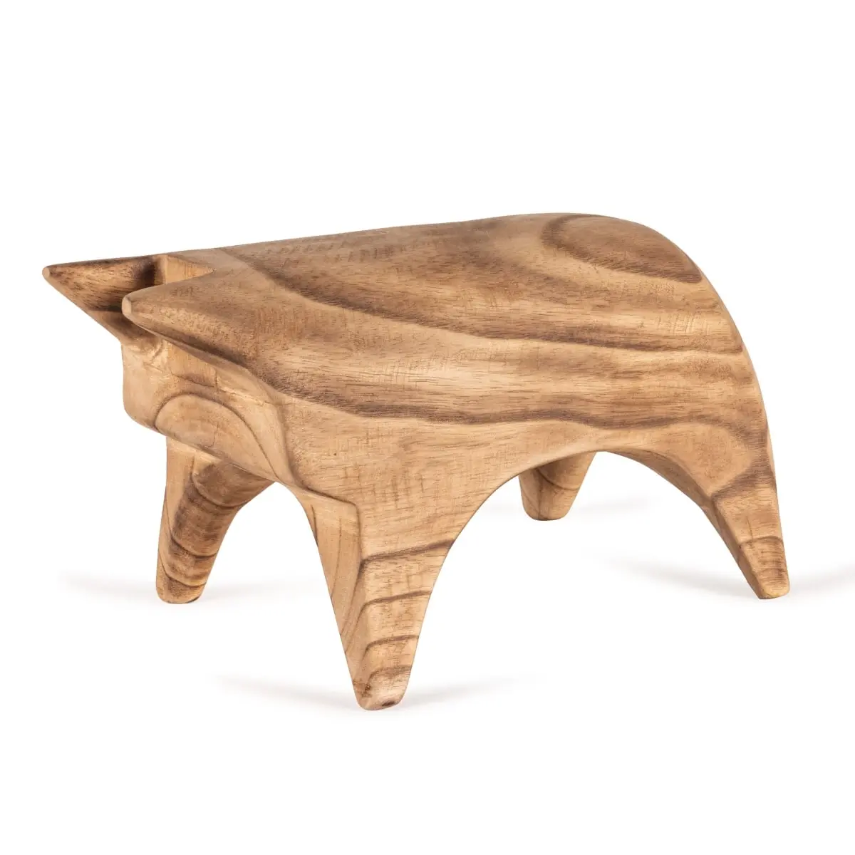 360 stand 6x10x5.7" Solid Paulownia Wood Bull Motif Tabletop Sculpture - Machine-Crafted Decorative Home Ornaments, Modern Room & Lounge Decor, Ideal Gift for Home Supplies Enthusiasts, Elevated Statues, Engagement, 10.5" X 6" X 6"
